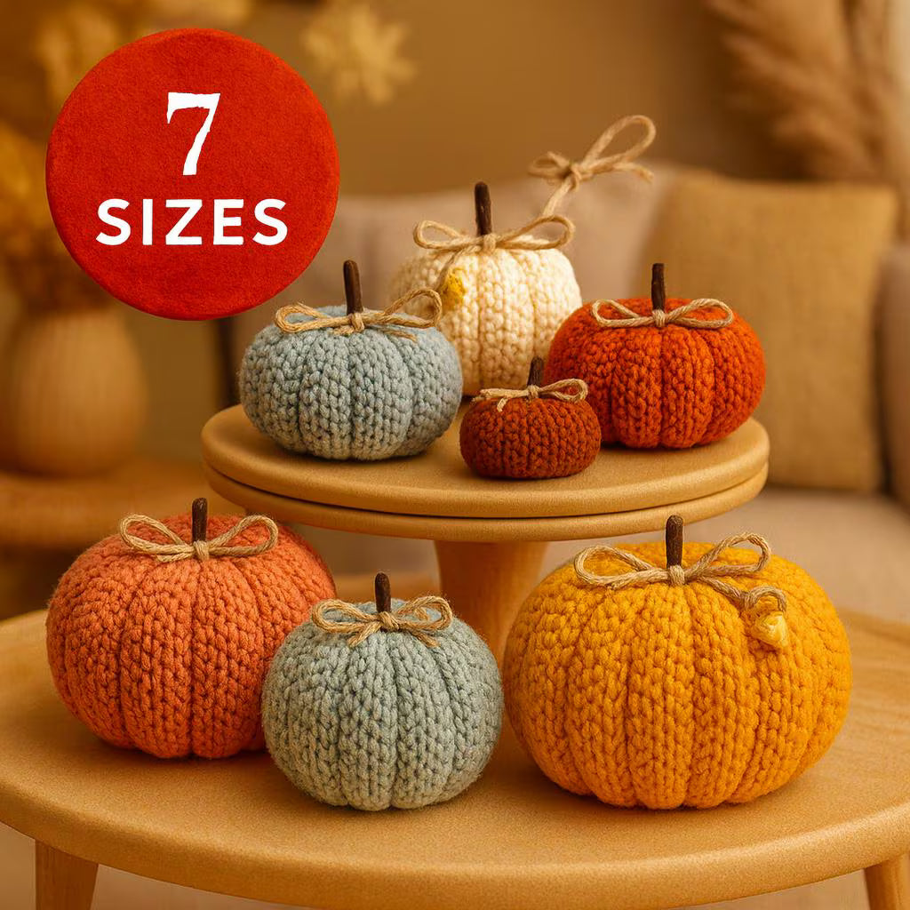 Crochet Pumpkin Pattern – 7 Sizes Amigurumi Pumpkin PDF