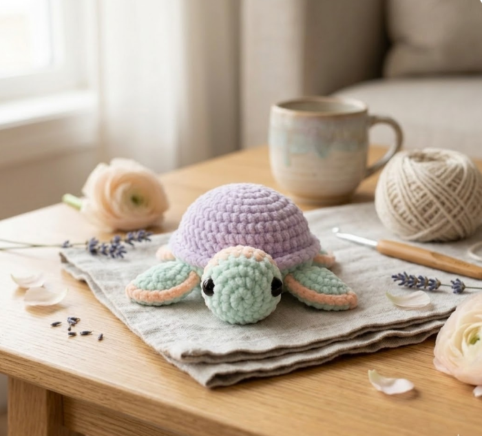 Hooked Ocean Turtle Crochet Pattern PDF | Tiny Amigurumi Sea Turtle | Beginner Friendly
