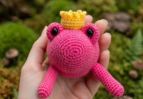 Frog Crochet Pattern PDF, No Sew Leggy Frog Amigurumi, Beginner Crochet Plushie, Frog Prince Pattern