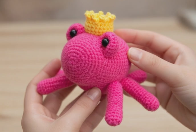 Frog Crochet Pattern PDF, No Sew Leggy Frog Amigurumi, Beginner Crochet Plushie, Frog Prince Pattern